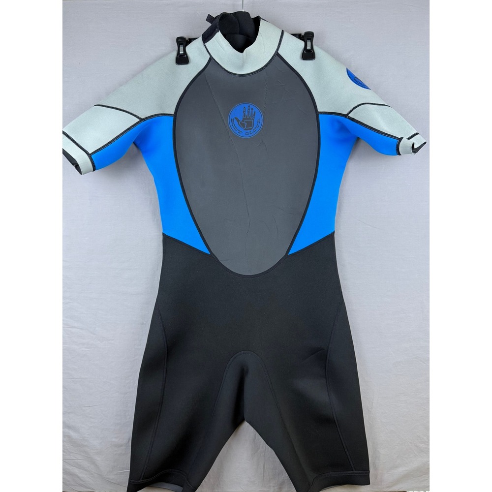 Body Glove Mens L Short Sleeve Springsuit Wetsuit Black Blue Grey Neoprene